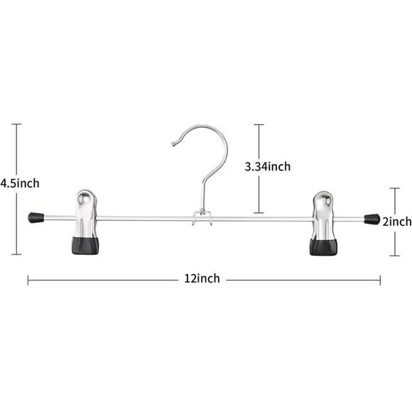 25 PACK Metal Pants Hangers - 12 inch -  Heavy Duty Non-Slip - Trousers, Skirts - Picture 6 of 6